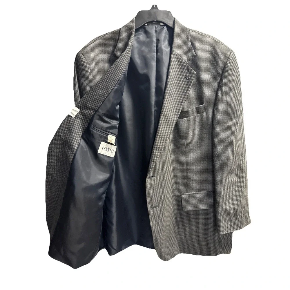 Versini‎ Mens Black Long Sleeve Notch Lapel Pockets Two-Button Blazer Size 44R
